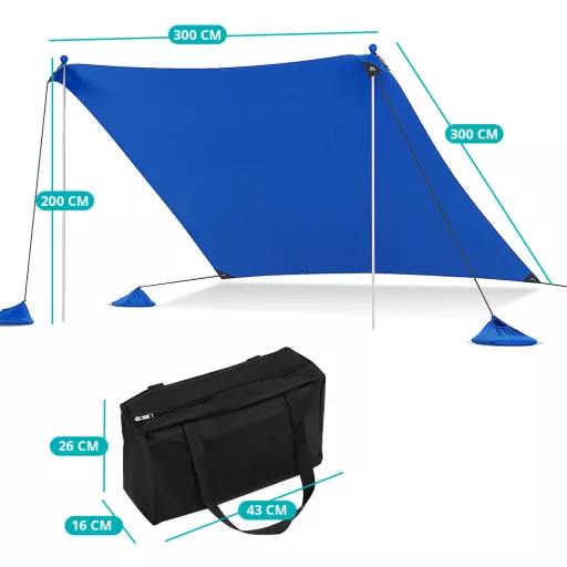 Protecție solară portabilă cu 4 saci de nisip 3x3x2 m UV50+