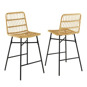Scaune de bar din ratan sintetic, set de 2