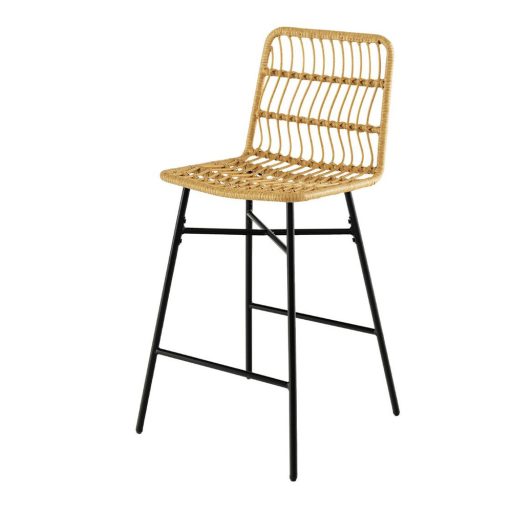 Scaune de bar din ratan sintetic, set de 2