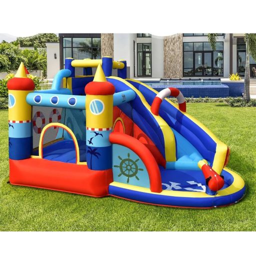 Castel gonflabil acvatic în formă de navă cu suflantă de 550W