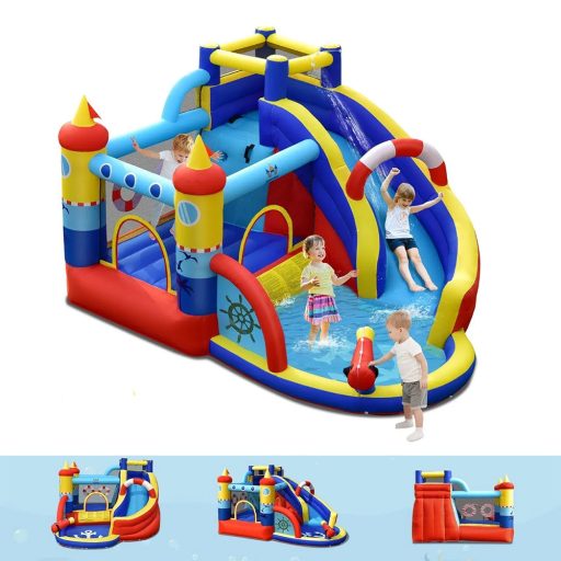 Castel gonflabil acvatic în formă de navă cu suflantă de 550W