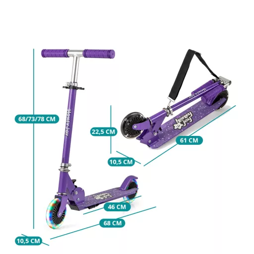 Trotinetă pentru copii pliabilă din aluminiu cu roți LED, violet