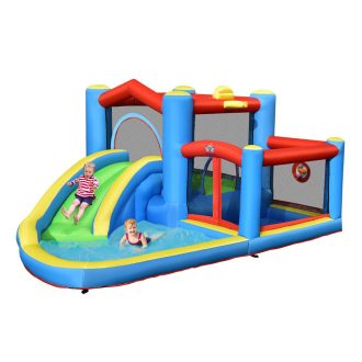 Parc acvatic gonflabil cu tobogan, trambulină și piscină