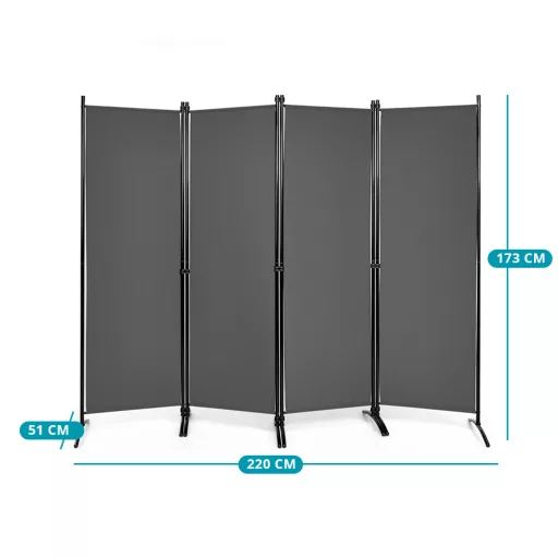 Paravan cu 4 panouri 173cm gri