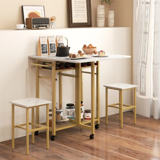 Set masă extensibilă cu suport pentru sticle, 3 piese