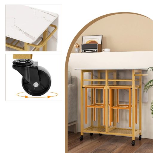 Set masă extensibilă cu suport pentru sticle, 3 piese