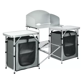 Bucătărie de camping pliabilă cu sistem de depozitare