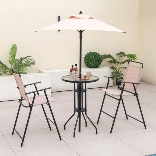 Set de bar pentru exterior, 4 piese, cu umbrelă