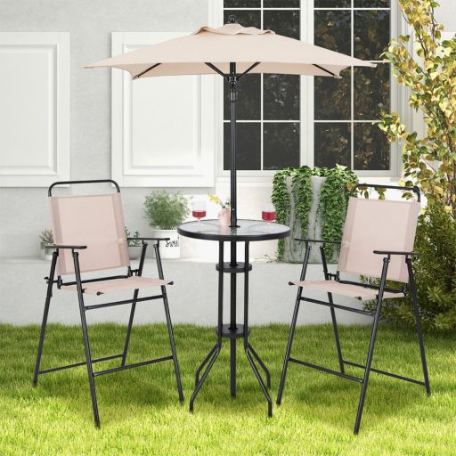 Set de bar pentru exterior, 4 piese, cu umbrelă