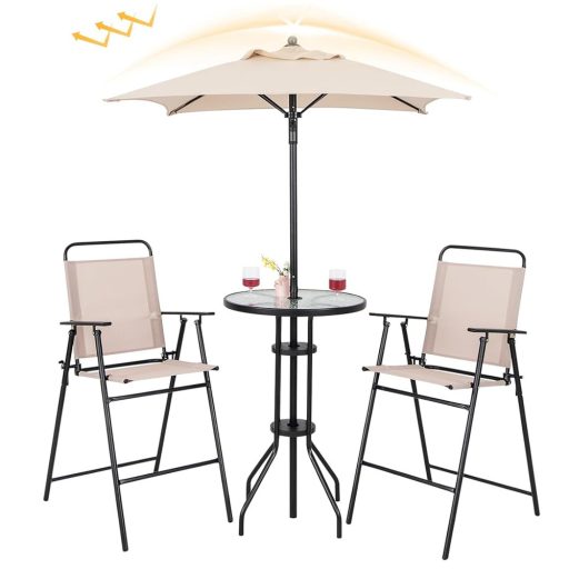 Set de bar pentru exterior, 4 piese, cu umbrelă