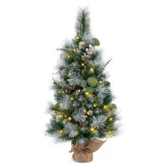 Brad de Crăciun Mini cu Lumini LED Calde, 90cm