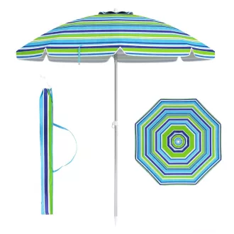 Umbrelă de plajă reglabilă 198 cm albastră