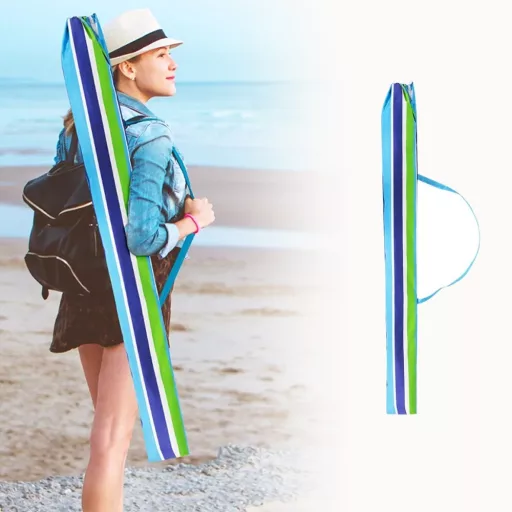 Umbrelă de plajă reglabilă 198 cm albastră