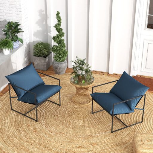 Set 2 scaune cu cadru metalic și perne