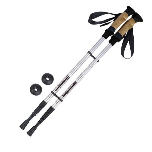 Băț de trekking reglabil cu sistem cu arc, negru