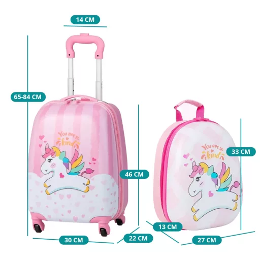 Set geantă și troler cu unicorn pentru copii